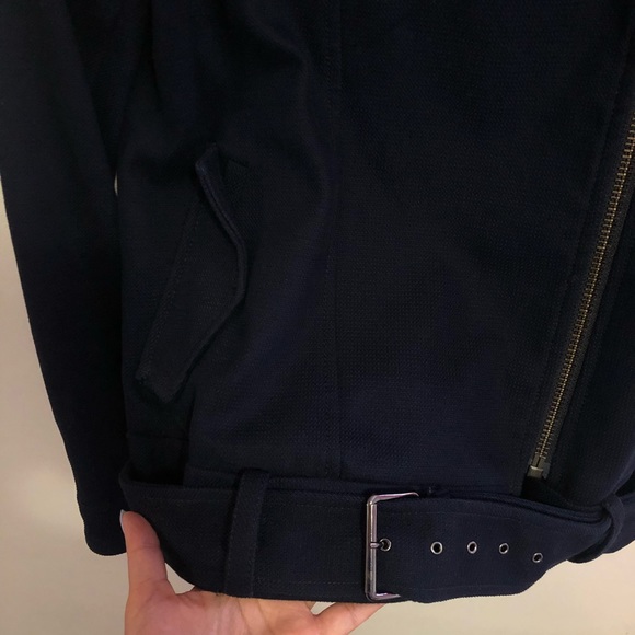 Banana Republic Navy Cotton Moto/Biker jacket - Picture 3 of 7